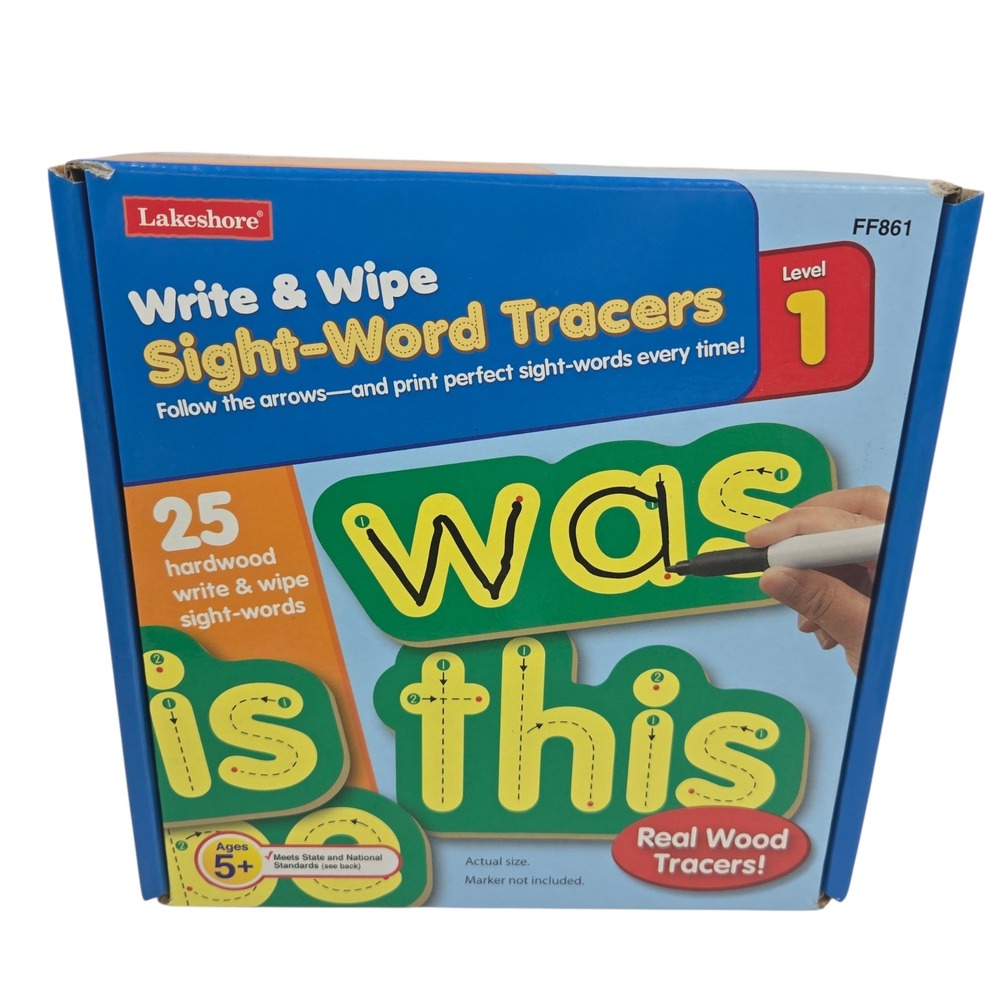 Lakeshore Sight-Word Tracers 25 Hardwood Write and Wipe FF861 Complete MINT COND